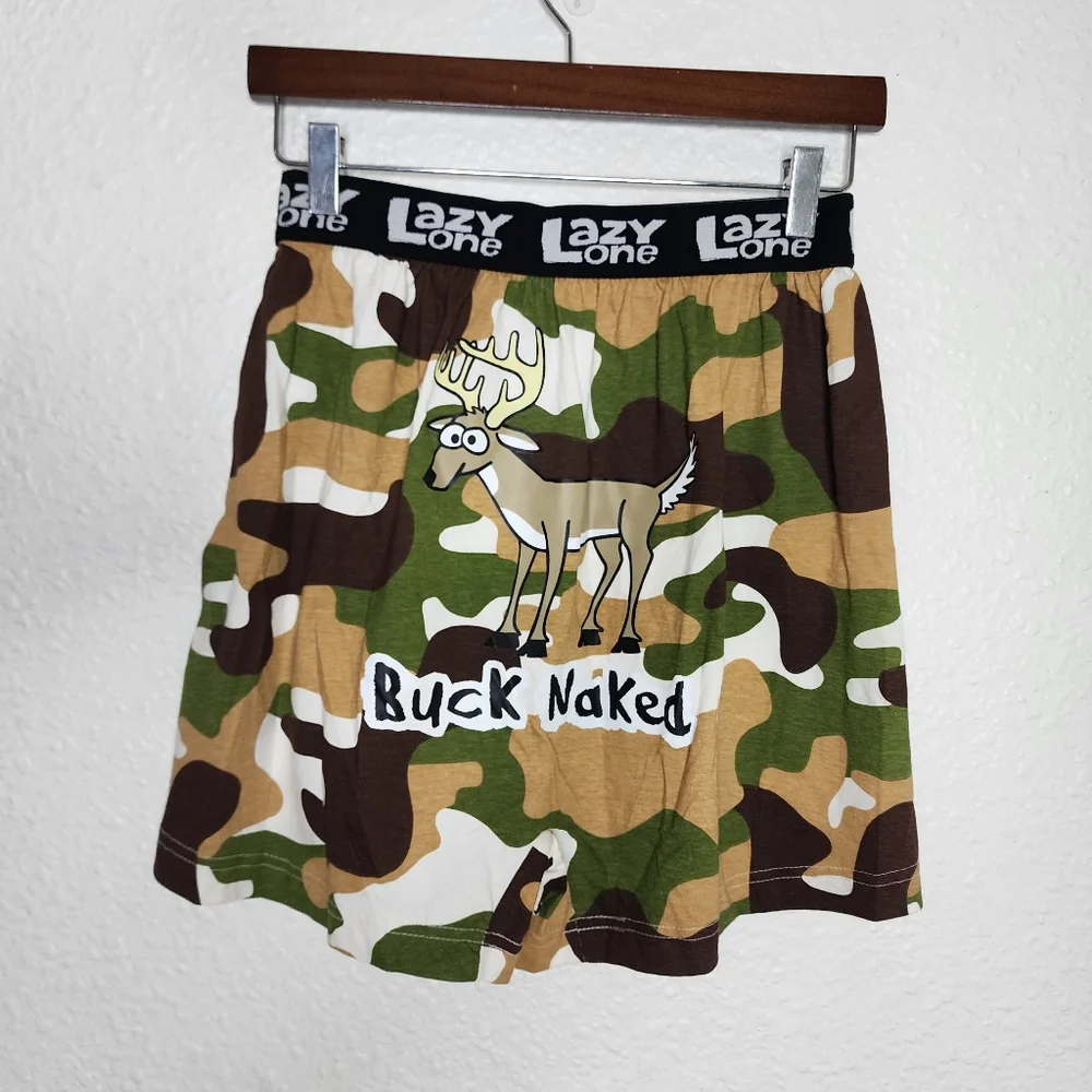 Lazy One Novelty Boxer Sleepr Shorts Buck Naked Men's Size Medium NWT - Picture 4 of 7